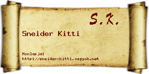 Sneider Kitti névjegykártya